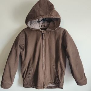 Blue Mountain Bark Brown Sherpa Lined Zip Hood Active Outdoor Jacket Boy Youth L